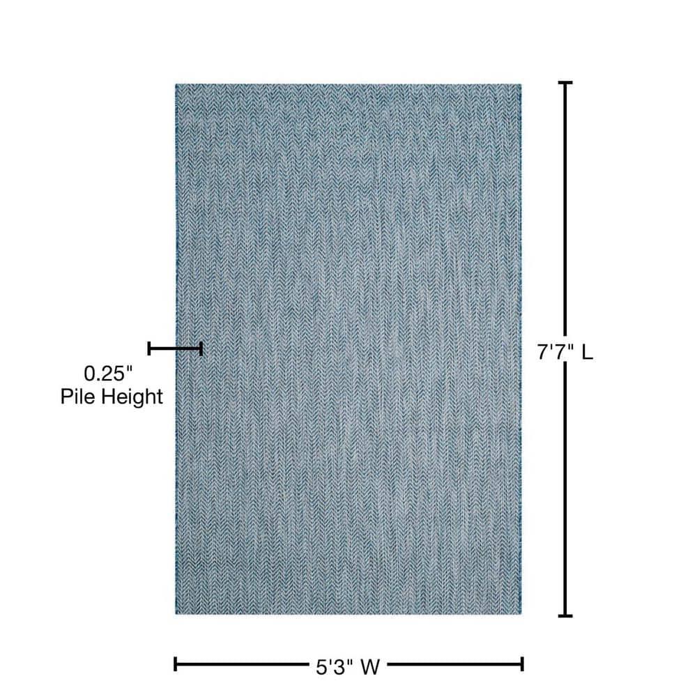 Courtyard CY8022 Power Loomed Indoor and Outdoor Area Rug - Navy/Grey - 5'3"x7'7" - Safavieh