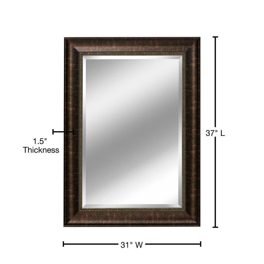 Head West Bronze Distressed Embossed Rectangular Framed Beveled Accent Wall Vanity Mirror - 30.5 x 36.5