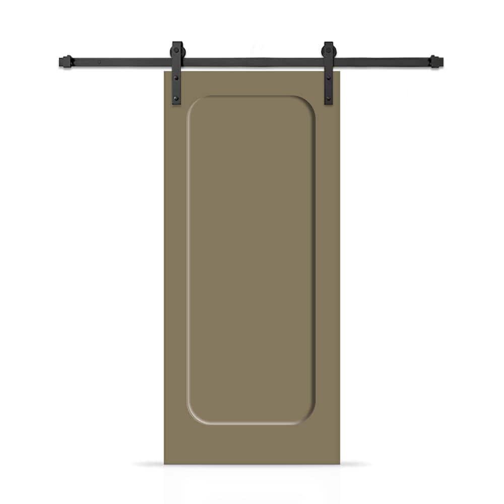 Calhome Curved 1 Panel Shaker Painted Composite Modern Interior Sliding Barn Door with Hardware Kit