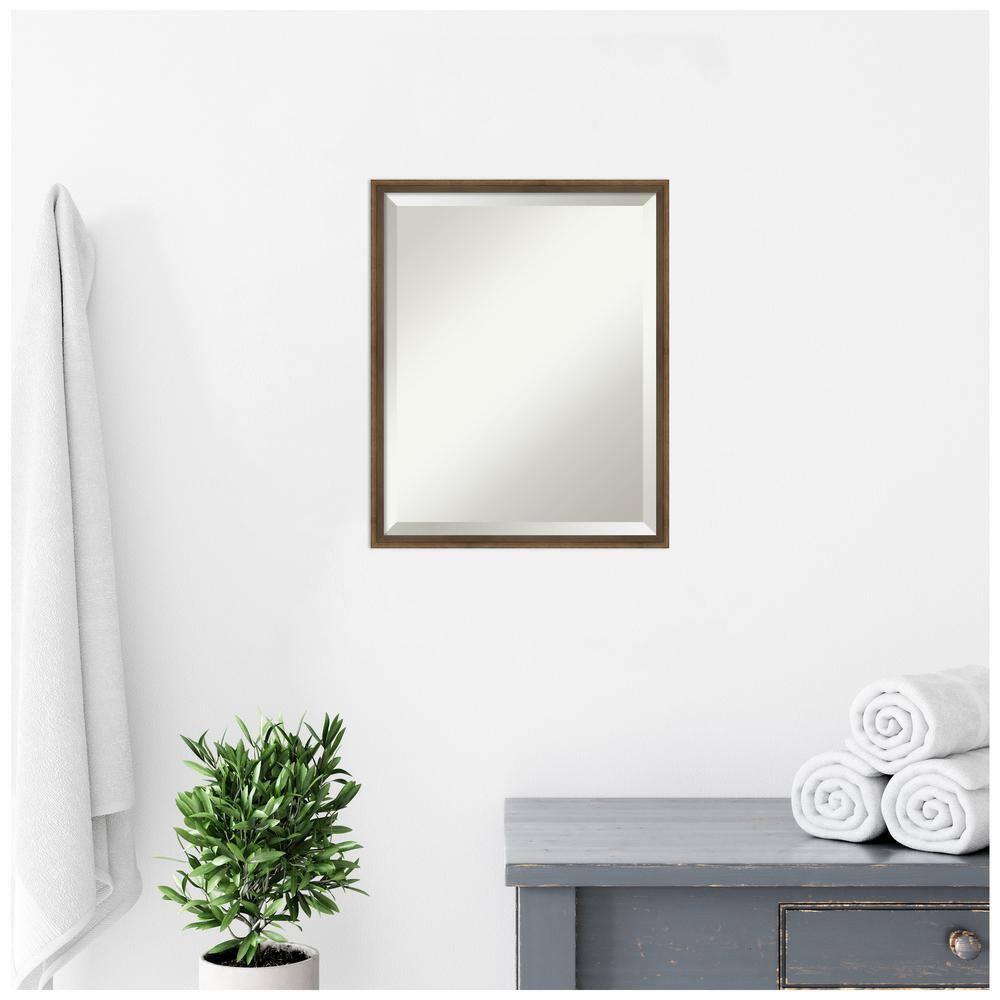 Elegant Rectangular Light Bronze Wood Vanity Mirror 17" x 21"