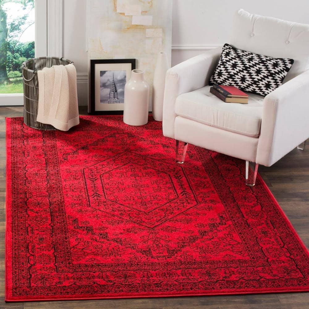 Adirondack ADR108 Power Loomed Area Rug - Red/Black - 4'x4' - Safavieh.