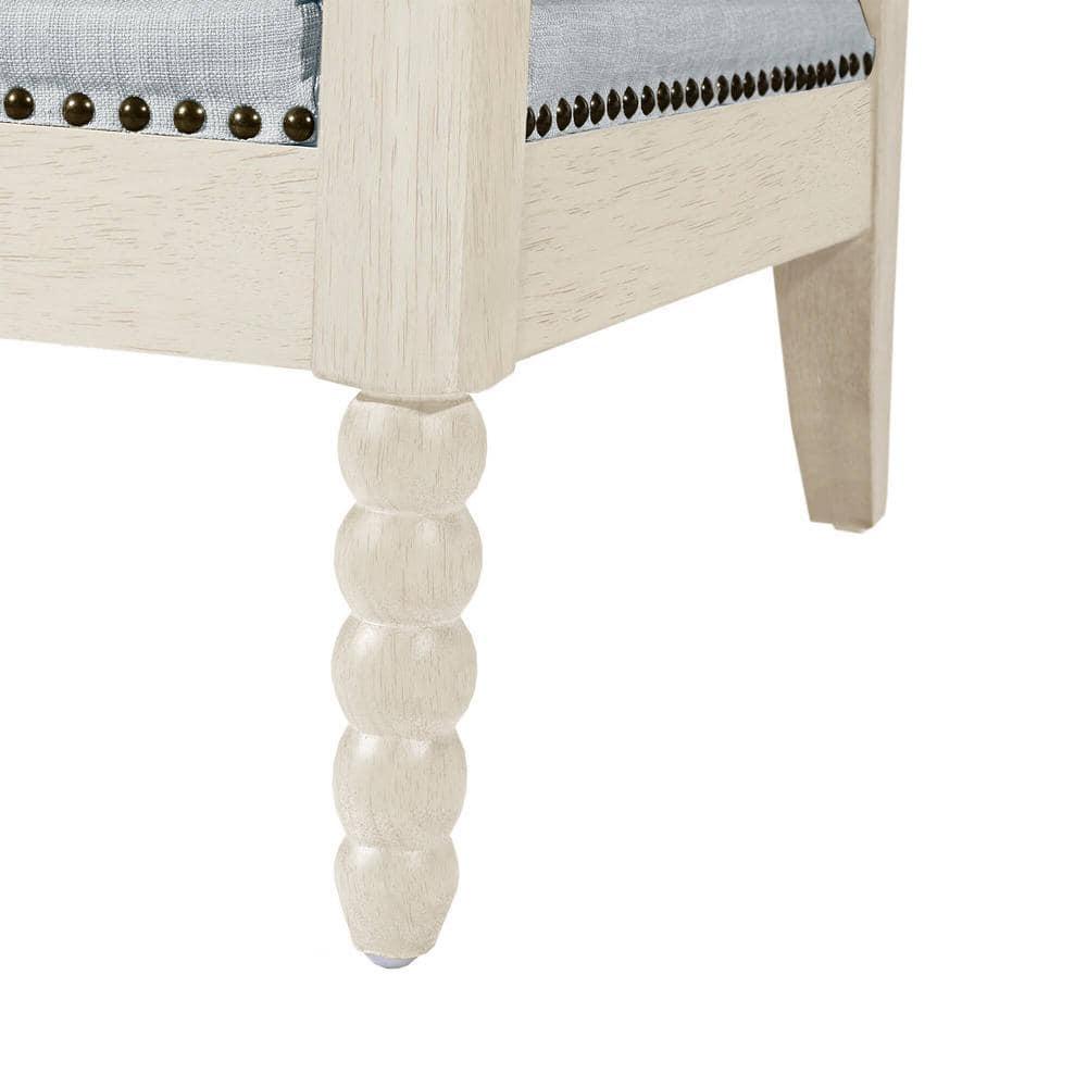 Madison Park Donohue Traditional Fabric/Wood Accent Arm Chair in Blue/Cream