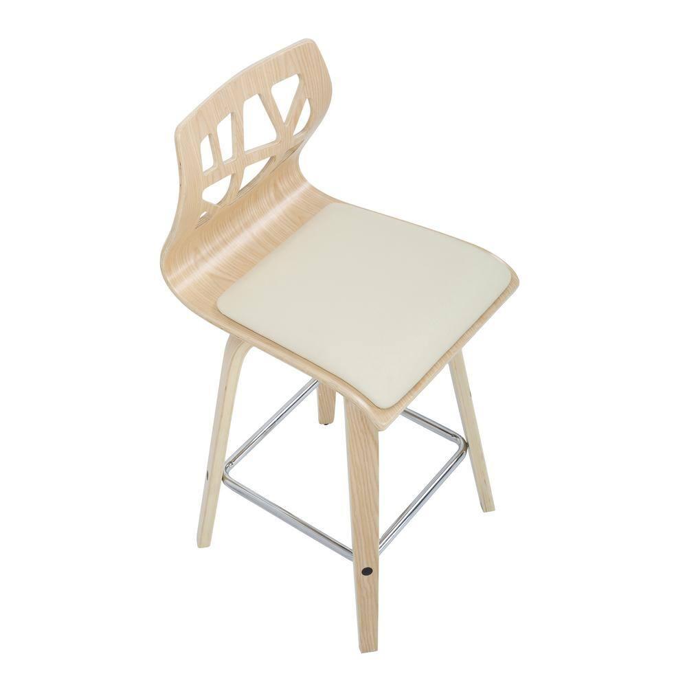 Set of 2 Folia Upholstered Counter Height Barstools Cream/Natural - Lumisource: Wood Frame, Padded Seat, 26" Height