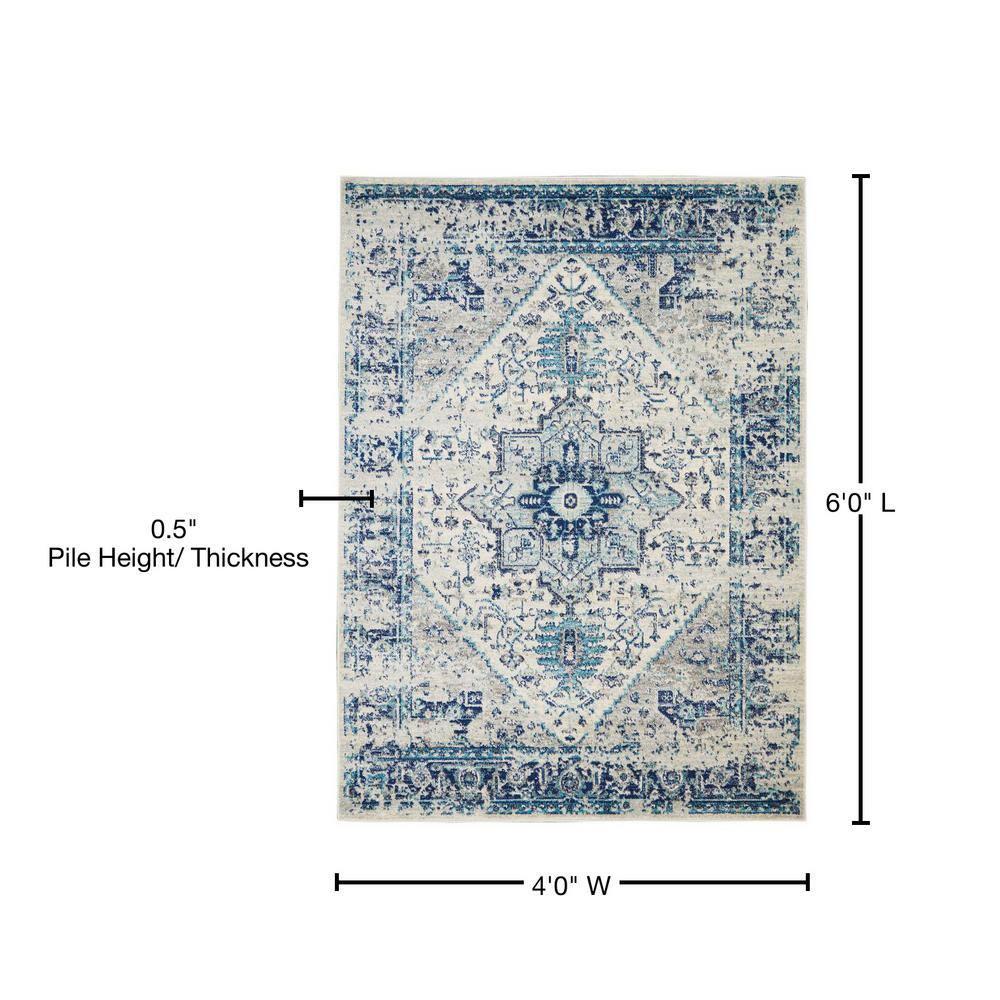 Nourison Tranquil Persian Indoor Rug Ivory Navy 4' x 6'
