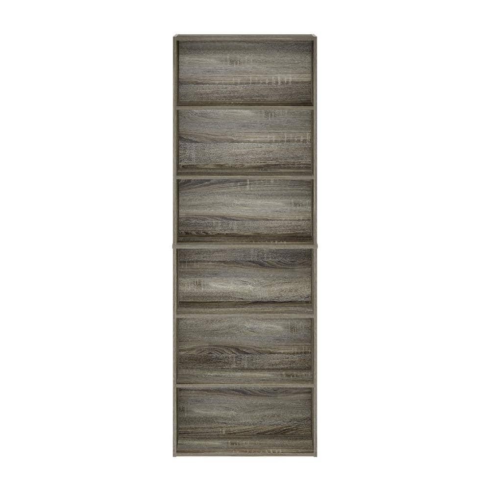 Furinno JAYA Simply Home Free Standing Adjustable 6-Tier Open Storage Bookcase, French Oak