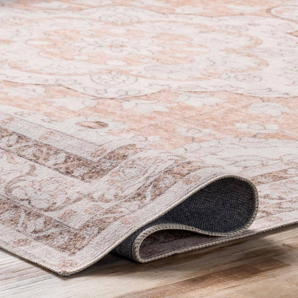 Nuloom Tracie Pet Friendly Machine Washable Floral Medallion Area Rug, 8' x 10', Peach