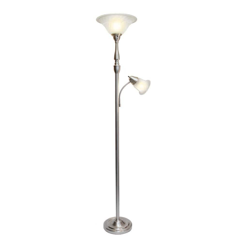 71" 2-Light Mother Daughter Floor Lamp Brushed Nickel - Elegant Designs: Adjustable, UL Listed, Metal Body