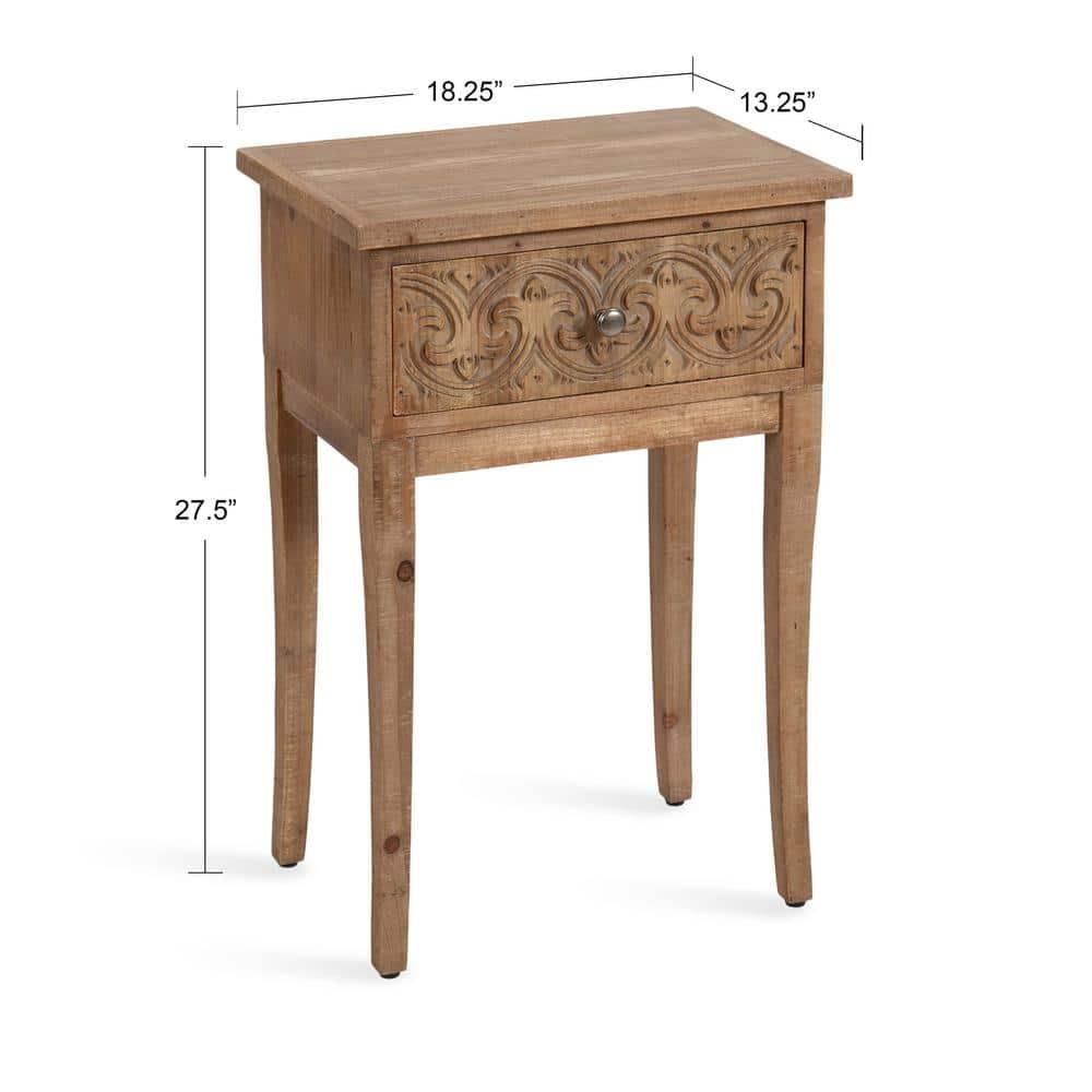 Kate and Laurel Cassetta Rectangle Wood Side Table, 19x14x28, Rustic Brown