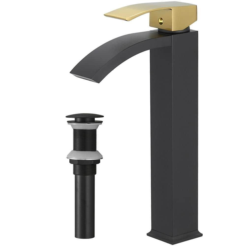 BWE Waterfall Single Hole Single Handle Bath Vessel Sink Faucet With Pop Up Drain Without Overflow