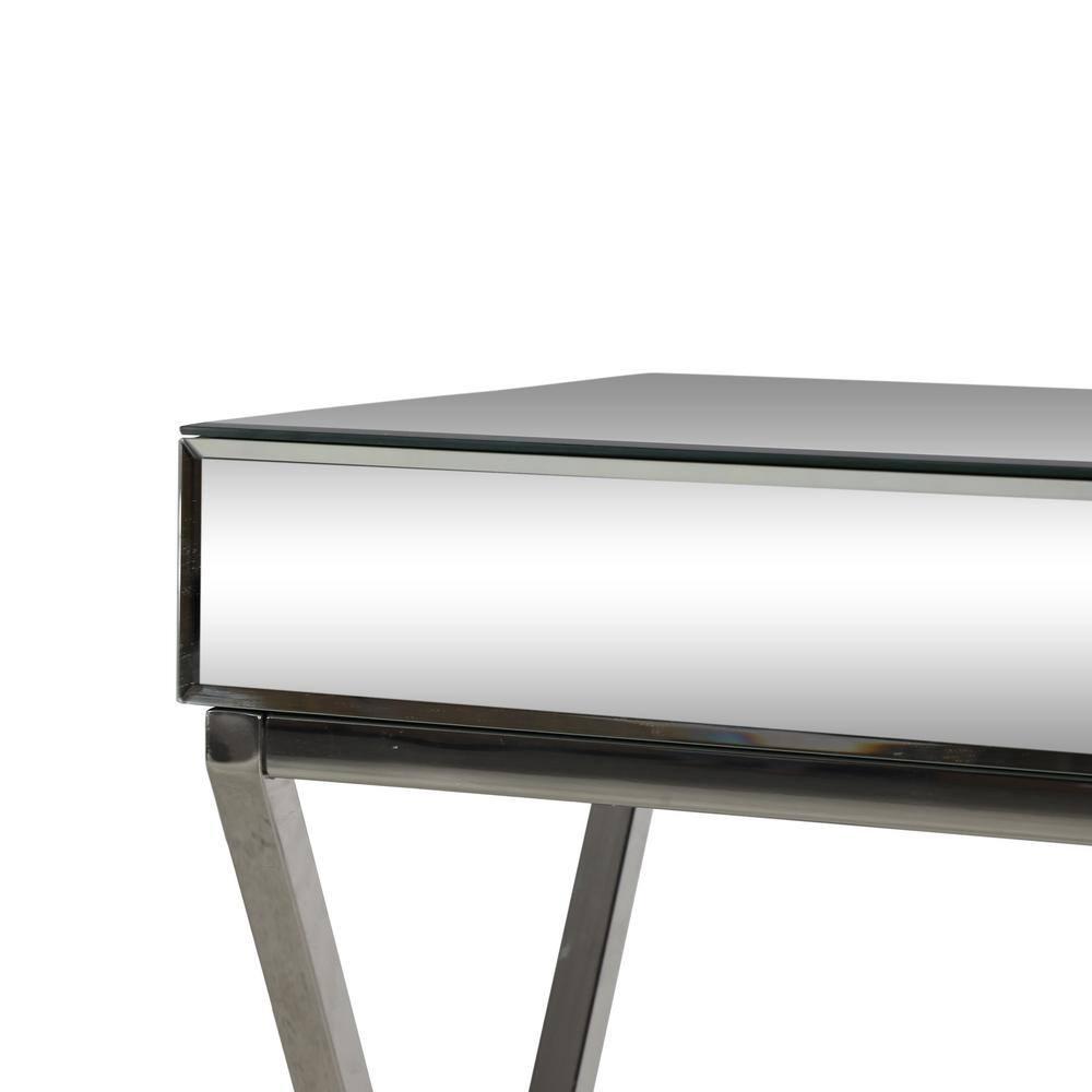 Noble House Govan Modern Glass and Metal Console Table, Silver
