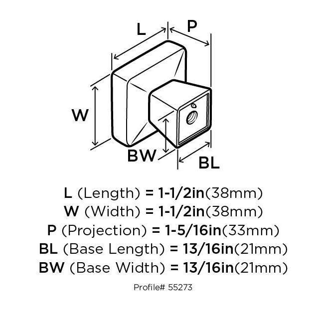 Blackrock 1 1/2" Length Square Knob