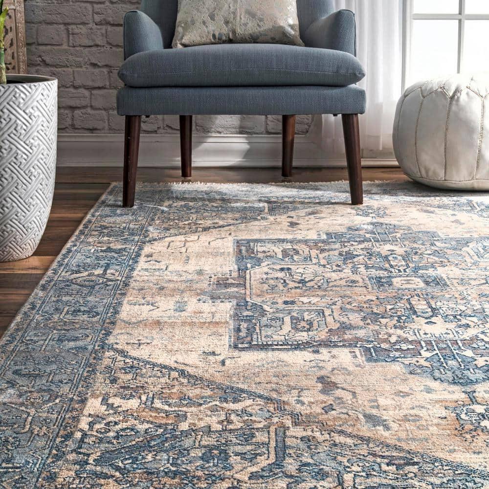 Nuloom Harriet Oriental/Persian 7x9 Indoor Area Rug for Living Room Bedroom Dining Room Kitchen, Light Blue/Multicolor