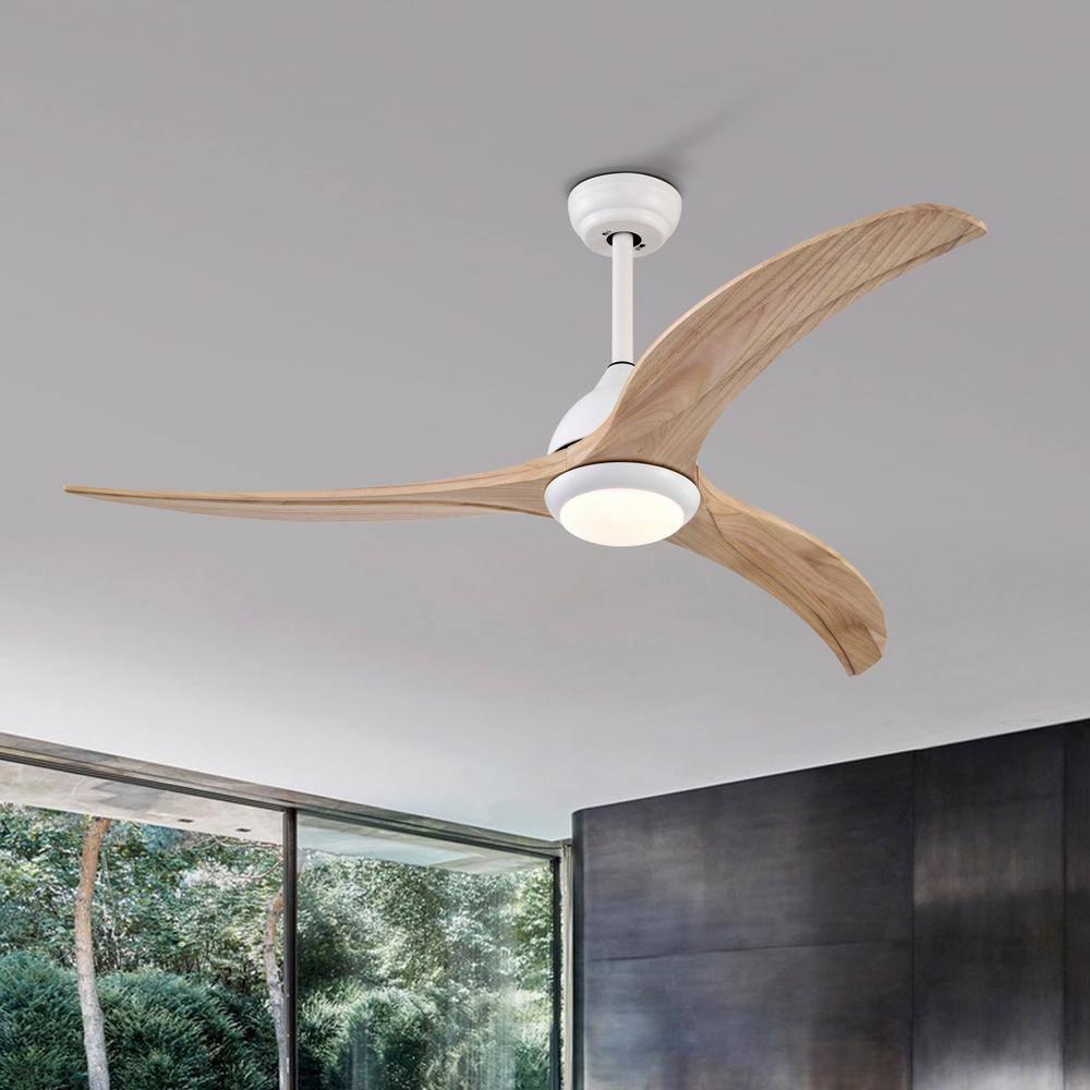 52" Ceiling Fan, Indoor Outdoor Ceiling Fan With Light with Remote Control, Noiseless Reversible Motor, 6 Speed ,3 Color ,Indoor.(Matte White)