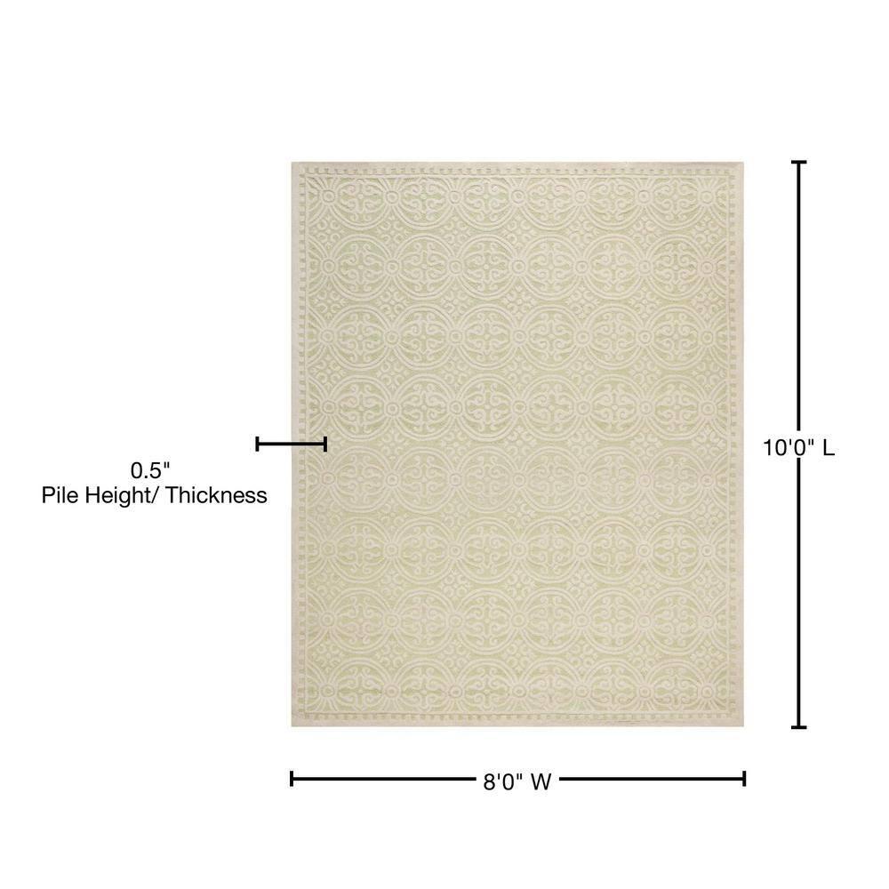 SAFAVIEH Cambridge Leslie Geometric Wool Area Rug, Light Green/Ivory, 8' x 10'