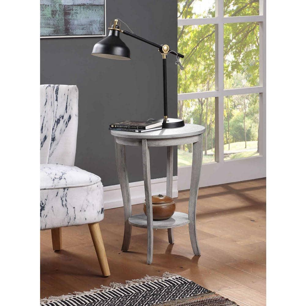 Convenience Concepts American Heritage Modern Round MDF Coffee Table, Wirebrush Light Gray