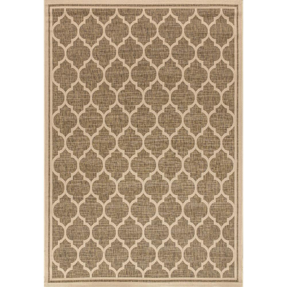 4'x6' Trebol Moroccan Trellis Textured Weave Indoor/Outdoor Area Rug, Brown/Beige - JONATHAN Y