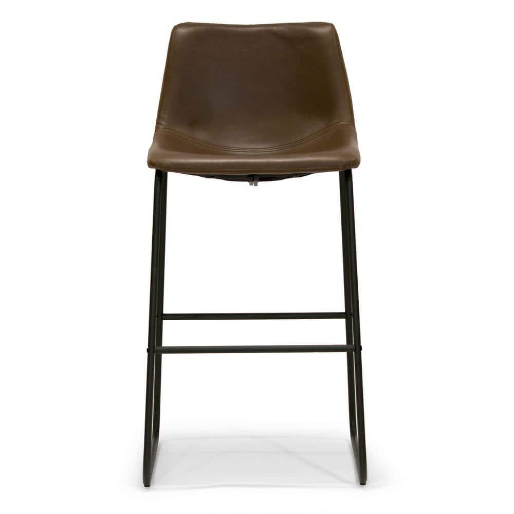 Glamour Home Adan 28.5" Modern Faux Leather Bar Stools in Dark Brown (Set of 2)