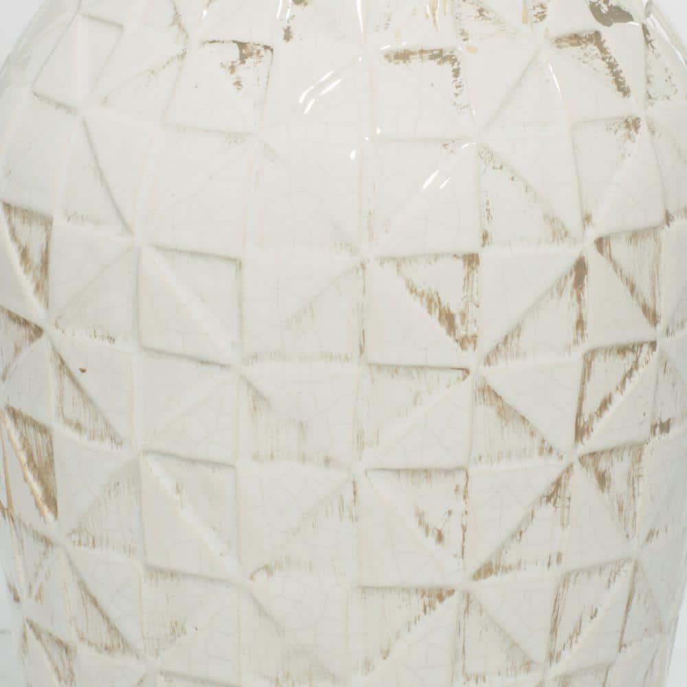 DecMode 16" White Ceramic Vase