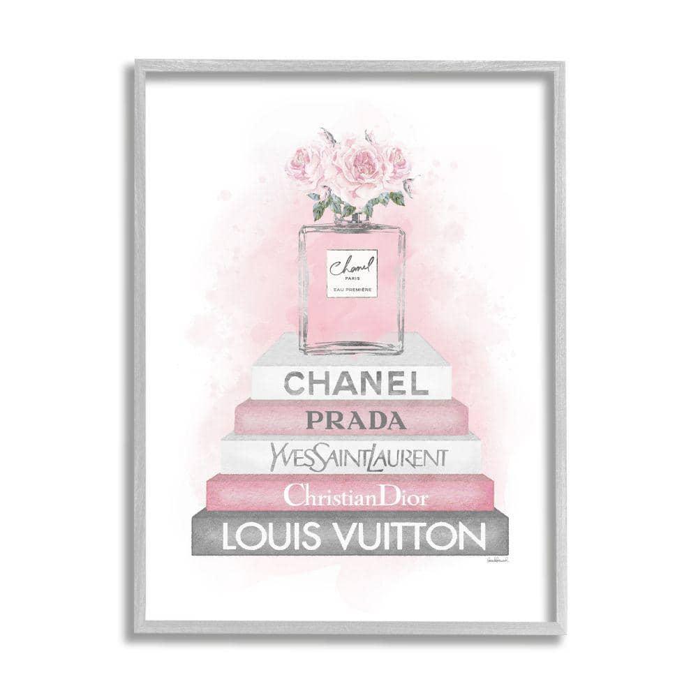 Stupell Industries Pink Roses Perfume Bottle Glam Fashion Bookstack XXL Black Framed Giclee Texturized Art By Amanda Greenwood & Reviews | Wayfair
