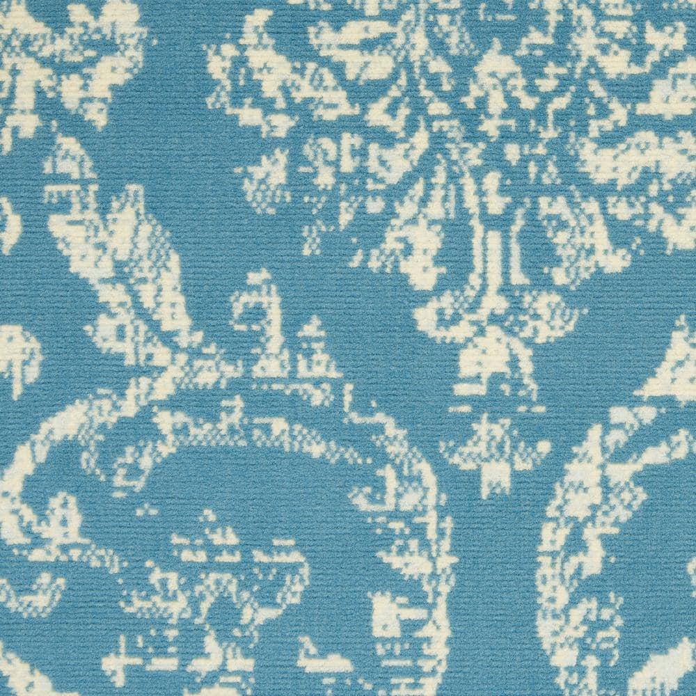 Nourison Jubilant 5'3" x 7'3" (5' x 7') Blue Area Rug Farmhouse Vintage Damask by Nourison