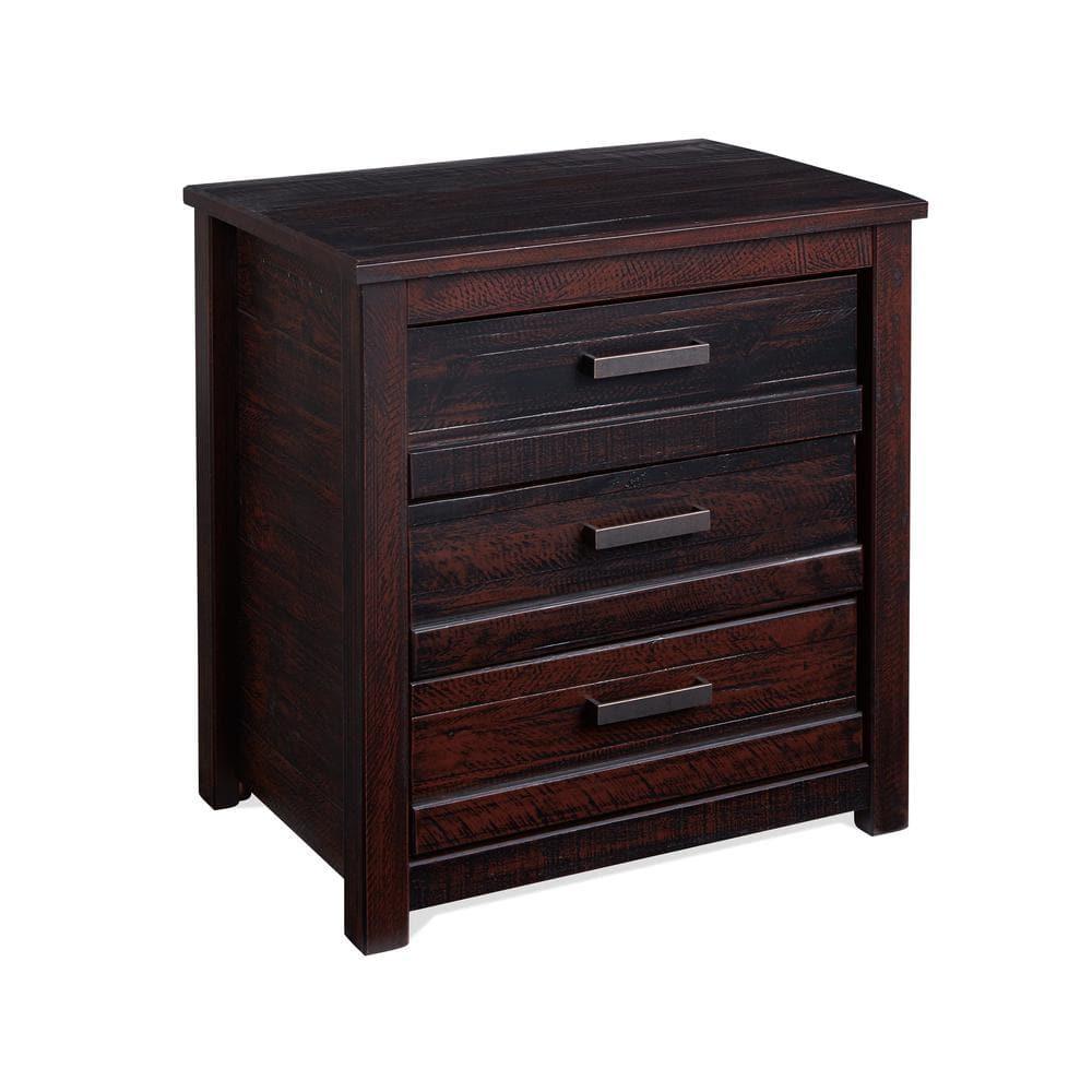 Camaflexi Rustic Nightstand 3-Drawer Night Stand Side Table & Organizer, Walnut