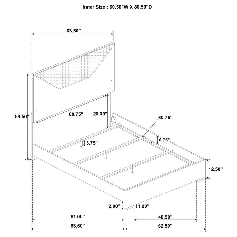 Coaster Ives LED Headboard Wood Queen Panel Bed White High Gloss