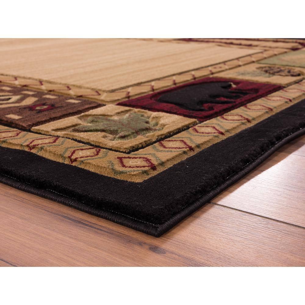 Designer Home Woodlands Area Rug 2055 40426 Homestead Beige Trees Leaves 7' 10" x 10' 6" Rectangle