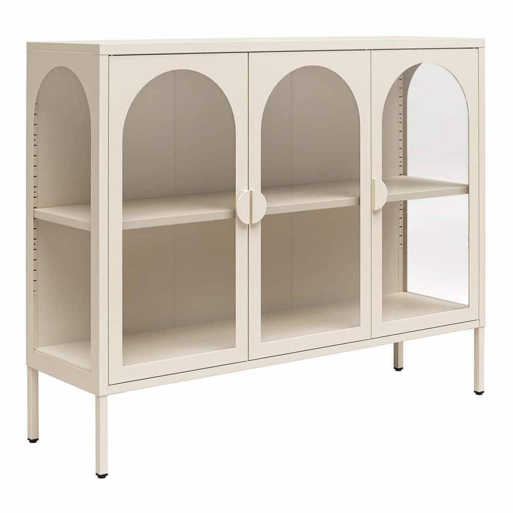 CosmoLiving by Cosmopolitan Chloe Metal Accent Cabinet With 3 Arched Glass Doors