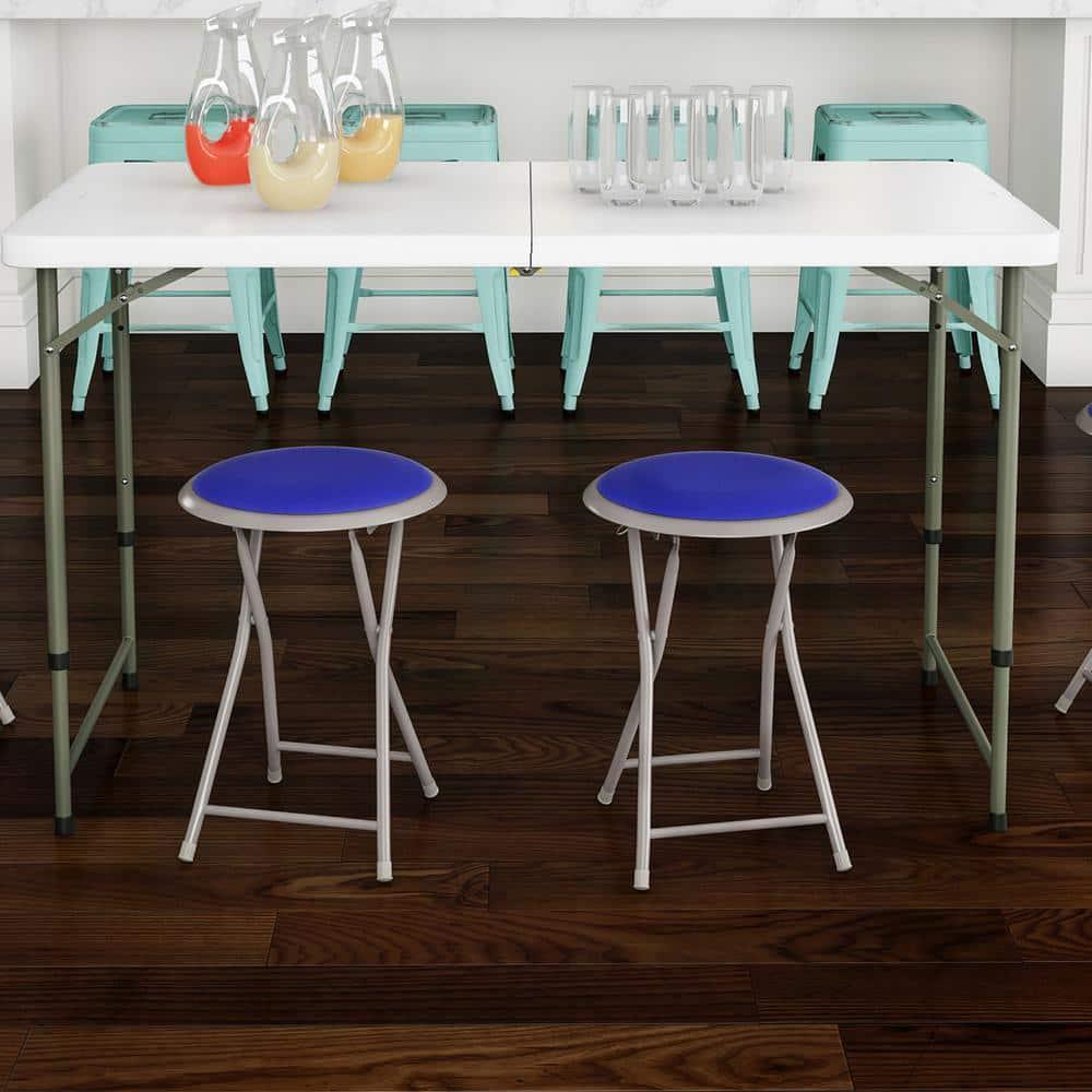Lavish Home Backless 18-inch Folding Stool with 225lb Capacity (Blue)