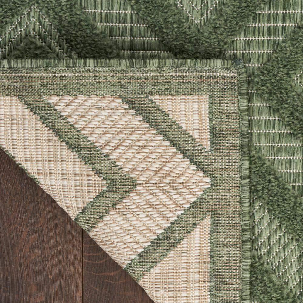 Nourison Versatile Diamond Geometric Flatweave Indoor Outdoor Area Rug Green 5' x 7'