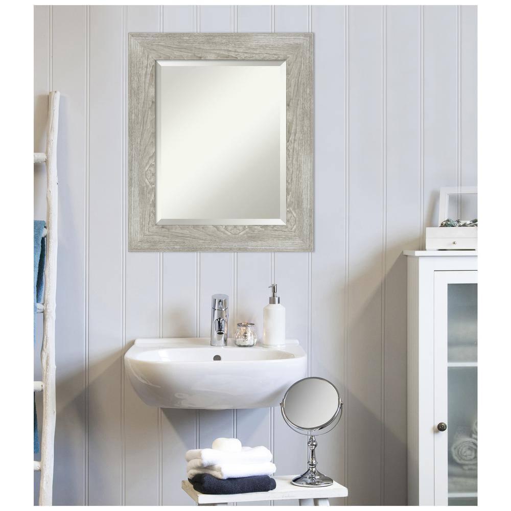 22" x 26" Dove Graywash Framed Bathroom Vanity Wall Mirror - Amanti Art: Modern, Beveled, Wood Frame