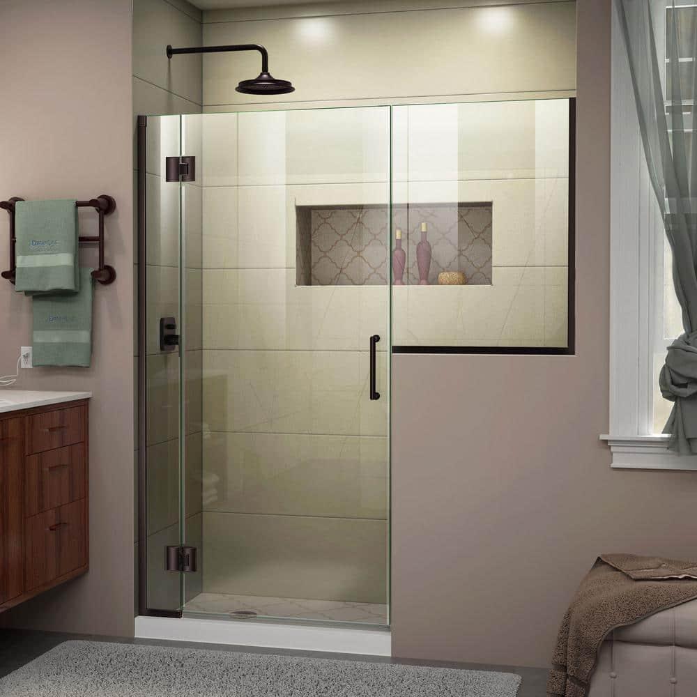 Unidoor-X 66" W x 72" H Frameless Shower Door with Fixed Panel