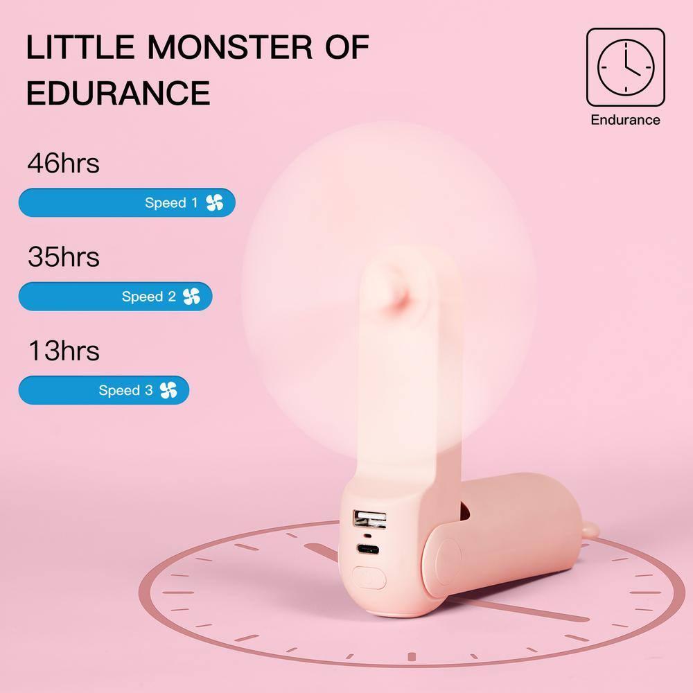JISULIFE Handheld Mini Fan, 3-in-1 Hand Fan and Portable USB Rechargeable Pocket Fan - Pink: Personal Handheld, Battery Powered