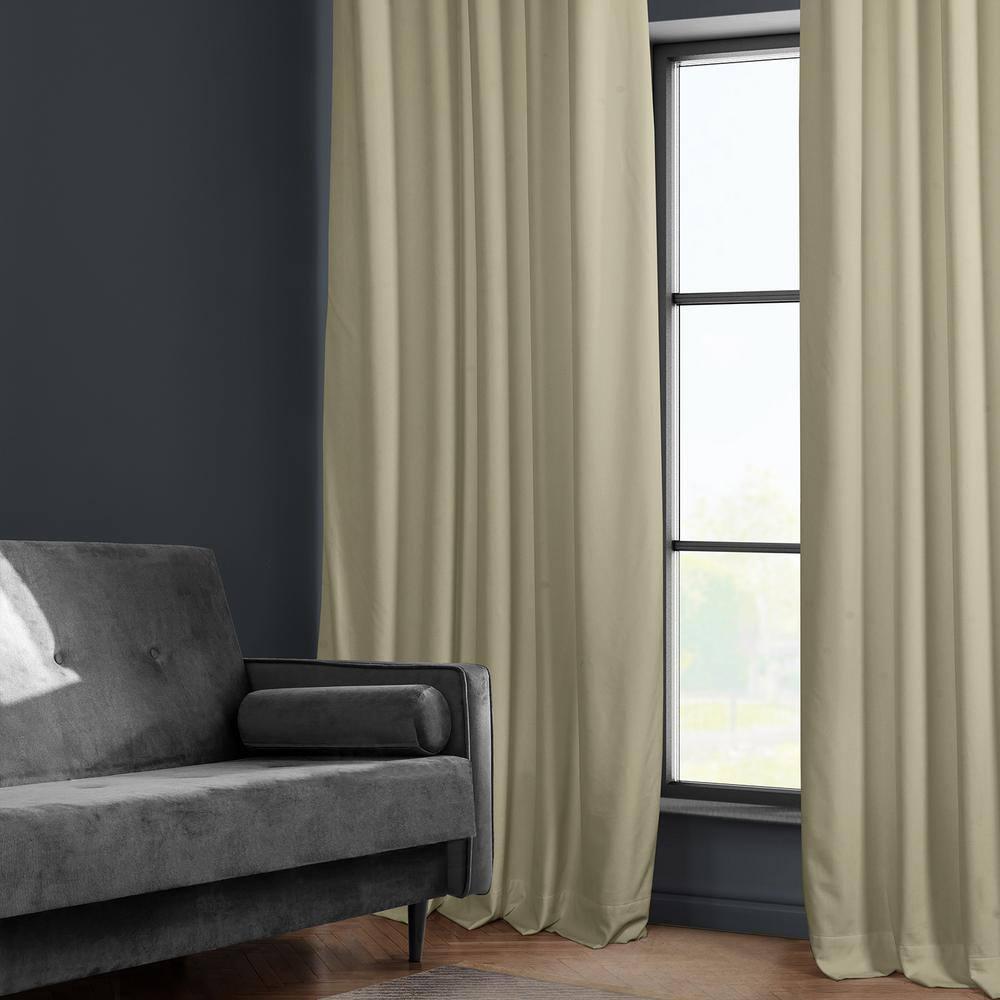HPD Half Price Drapes Heritage Plush Velvet Curtains 84 Inches Long Room Darkening Curtains for Bedroom & Living Room 50W x 84L, (1 Panel), Macchiato Beige