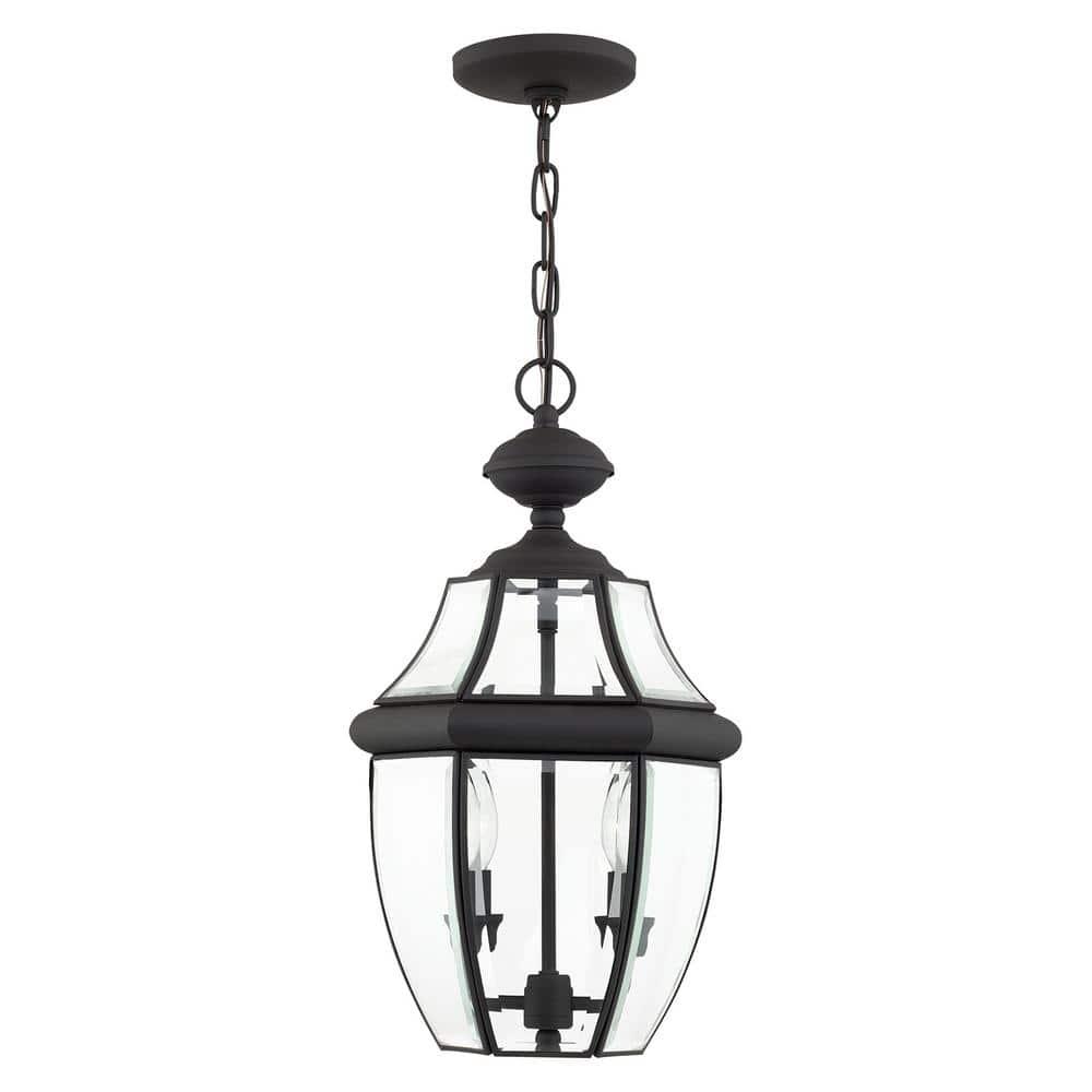 2 Light Outdoor Chain Lantern Pendant with Clear Glass Shade