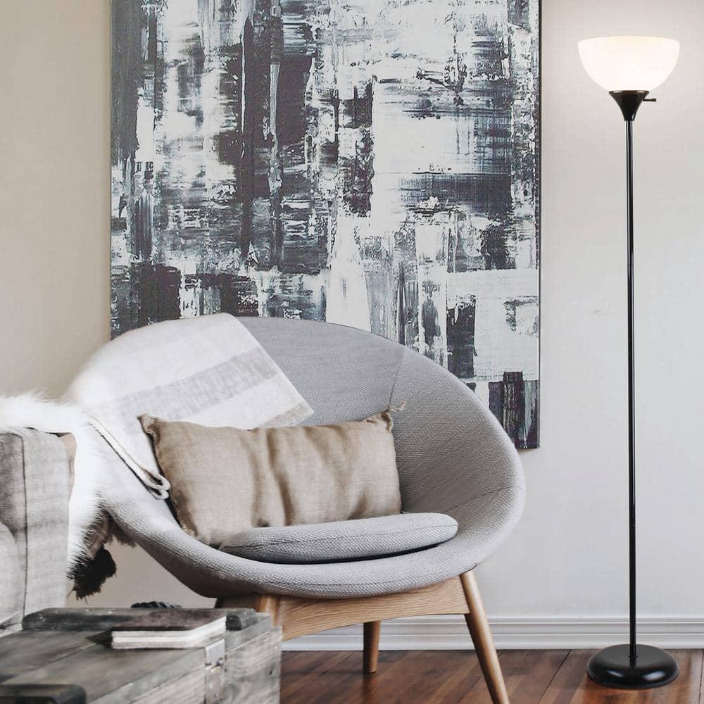 Henry 71" Torchiere Standing Floor Lamp by Newhouse Lighting, Black