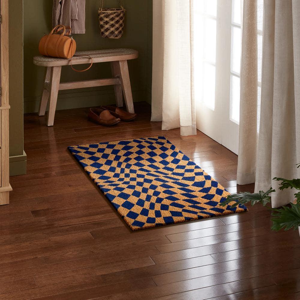 Town & Country Living TOWN & COUNTRY LIVING Emmett Groovy Checkerboard Non-Slip Indoor Outdoor Door Mat