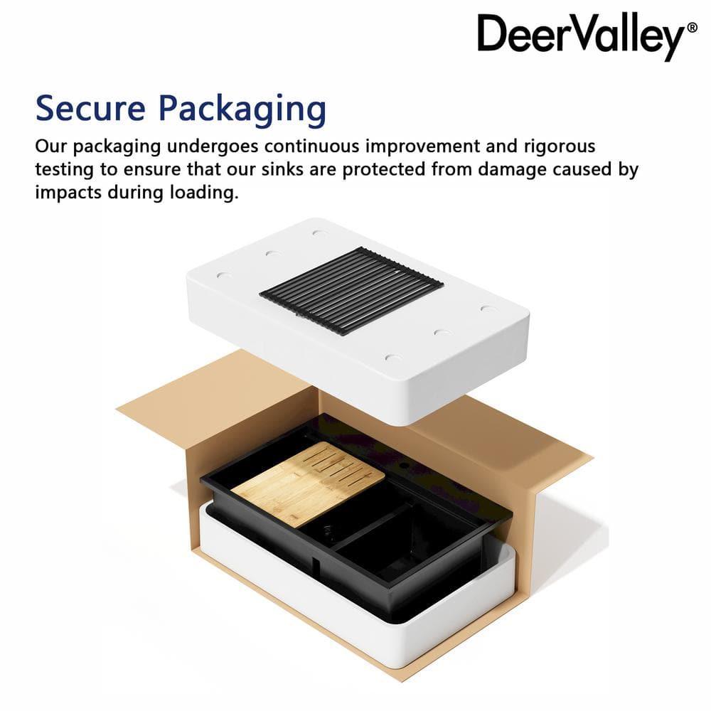 DeerValley DV-1K0170 DeerValley 33" L Quartz Composite Workstation Kitchen Sink Drop in Single Bowl Sink