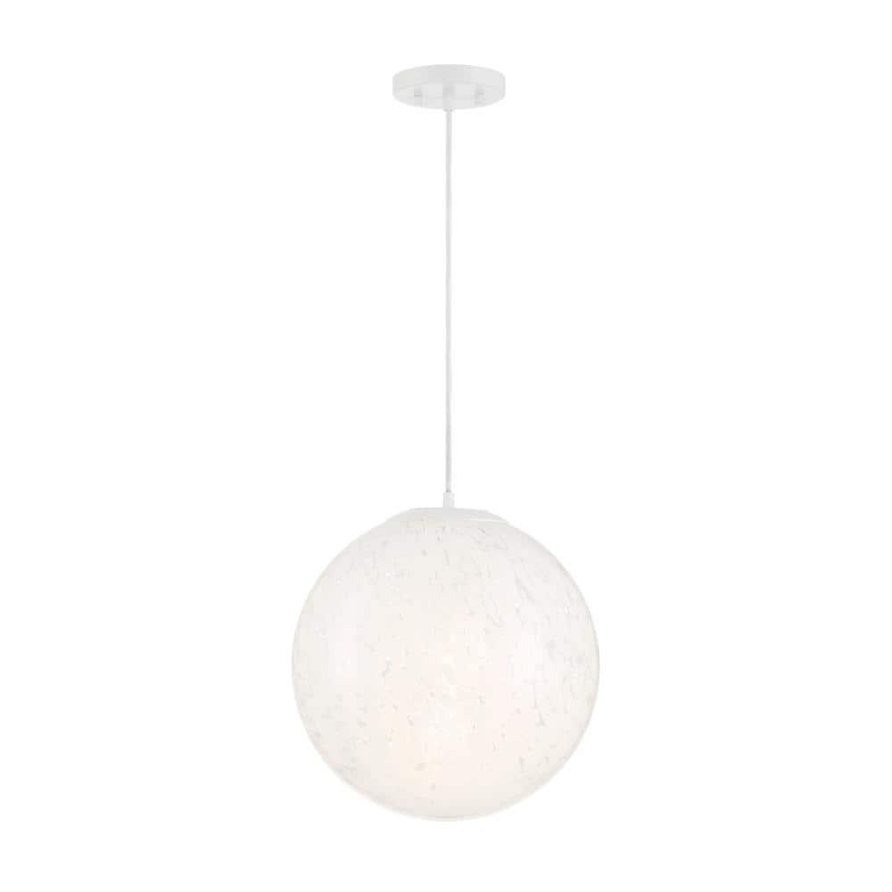 Matte White Globe Pendant Light with Frosted Glass Shade