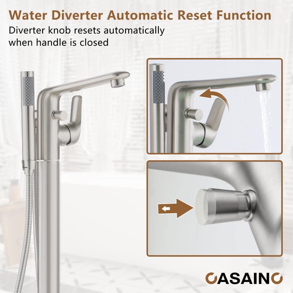 CASAINC KCLT0054-BN Single Handle Freestanding Bathtub Faucet with Diverter and Handshower