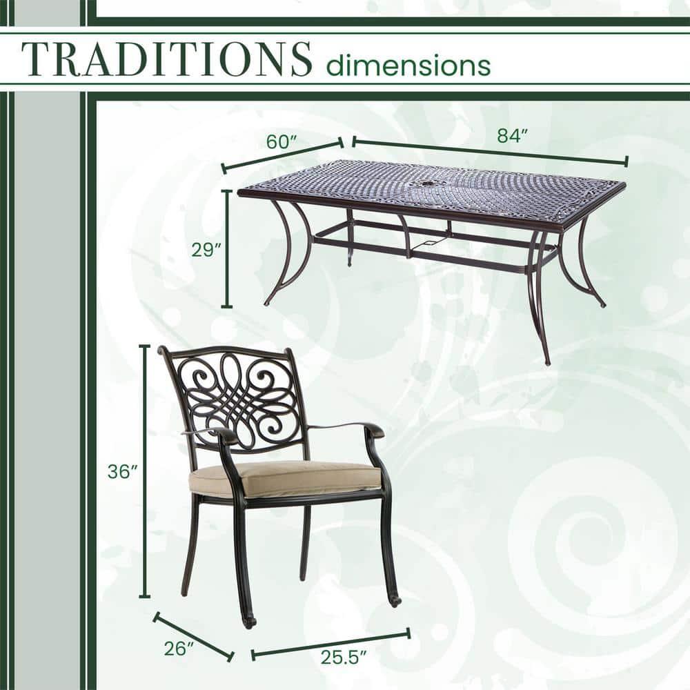 Hanover Traditions 11-Piece Outdoor Patio Dining Set with 60" x 84" Cast-Top Table and 10 Thick Foam Cushioned Chairs with Heavy-Duty Aluminum Frames | TRADDN11PC