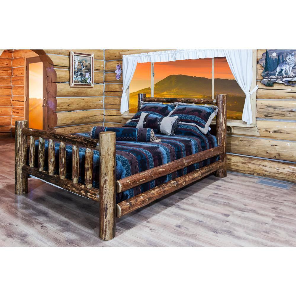HomeStock Tribal Treasures Full Log Bed - Classic Spindle Style, Lodge Pole Pine with Mortise and Tenon Joinery, Durable and Heirloom Quality, 87" L x 60" W x 47" H