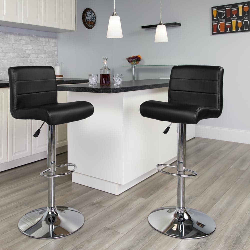 Flash Furniture Contemporary Vinyl Adjustable Height Barstool with Rolled Seat and Chrome Base