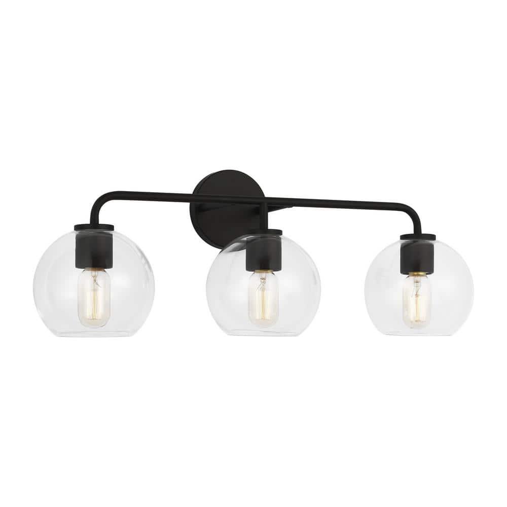 Orley Vintage Industrial 3-Light Midnight Black Bath Vanity