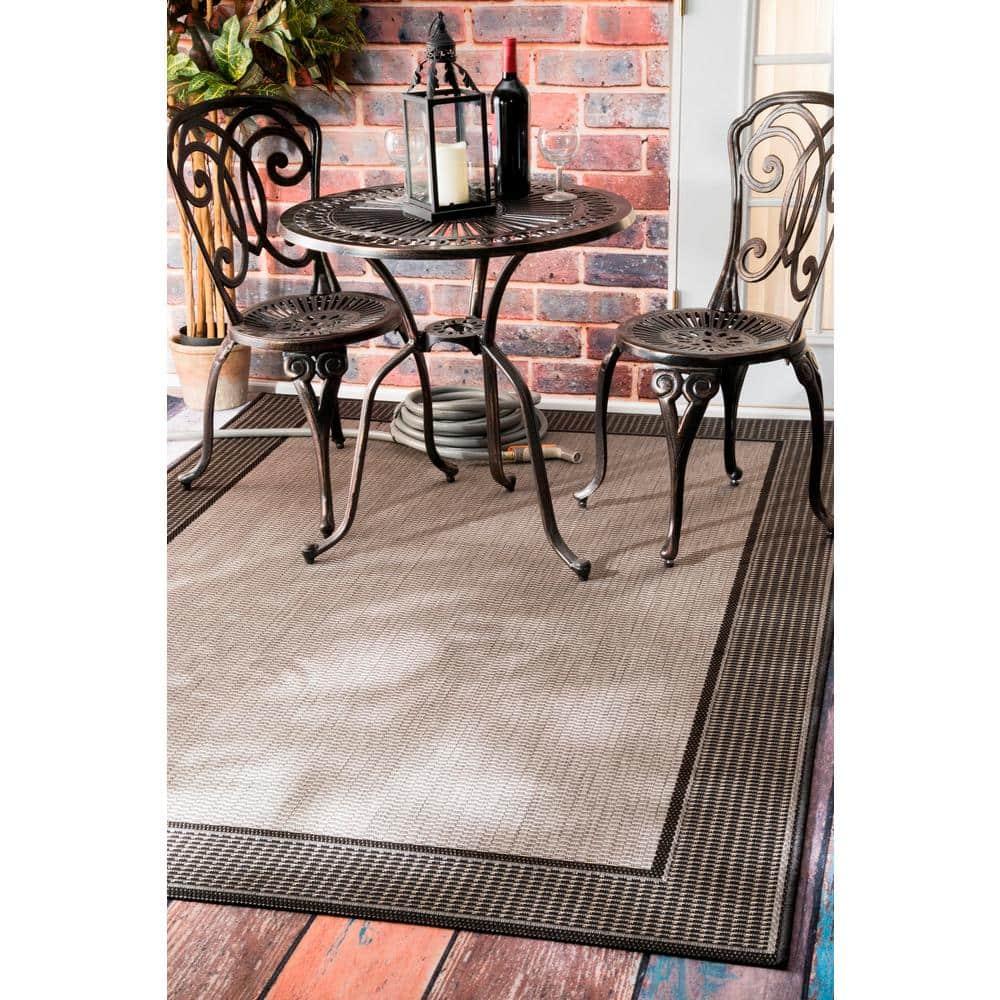 Nuloom Gris Bordered 6x9 Indoor/Outdoor Area Rug for Living Room Patio Deck Front Porch Kitchen, Grey/Black