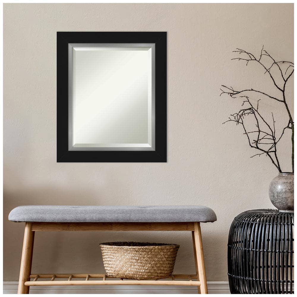 Amanti Art Eva Black Silver Framed Wall Mirror - 21.38 x 25.38 in