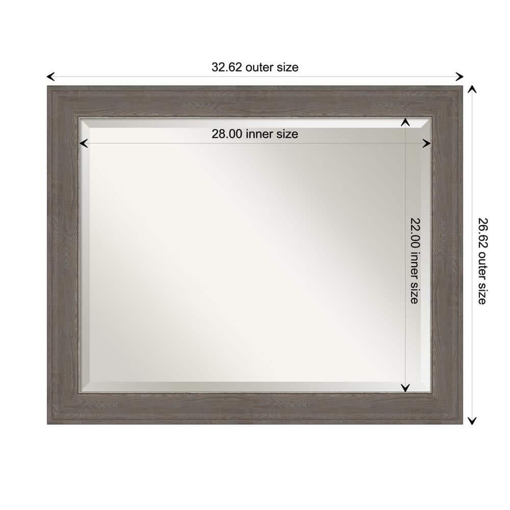 Amanti Art Alta Brown Grey Framed Wall Mirror - 20.62 x 24.62 in