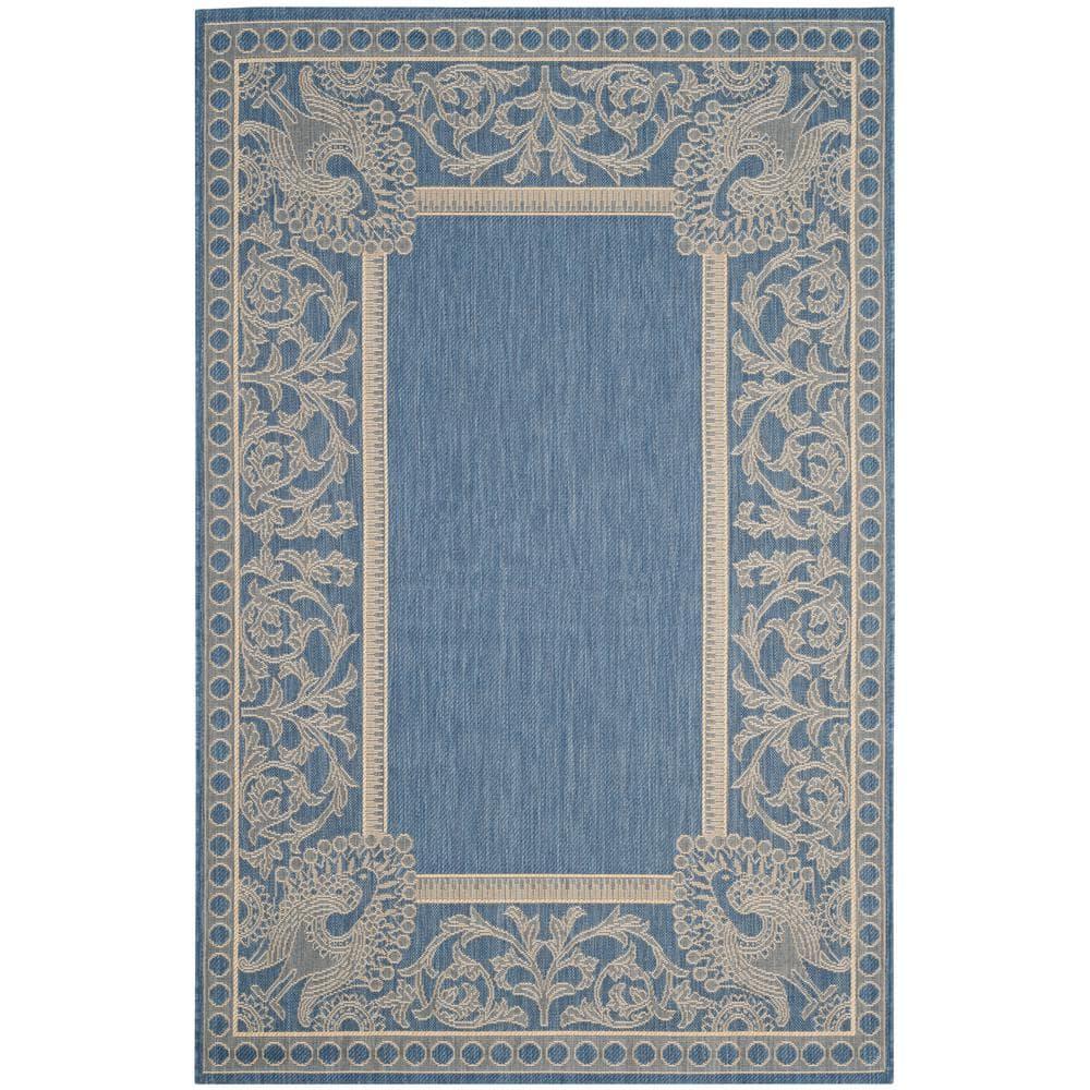 SAFAVIEH Courtyard Cooper Floral Indoor/Outdoor Area Rug, 9' x 12', Blue/Natural