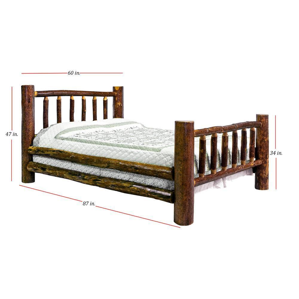 HomeStock Tribal Treasures Full Log Bed - Classic Spindle Style, Lodge Pole Pine with Mortise and Tenon Joinery, Durable and Heirloom Quality, 87" L x 60" W x 47" H