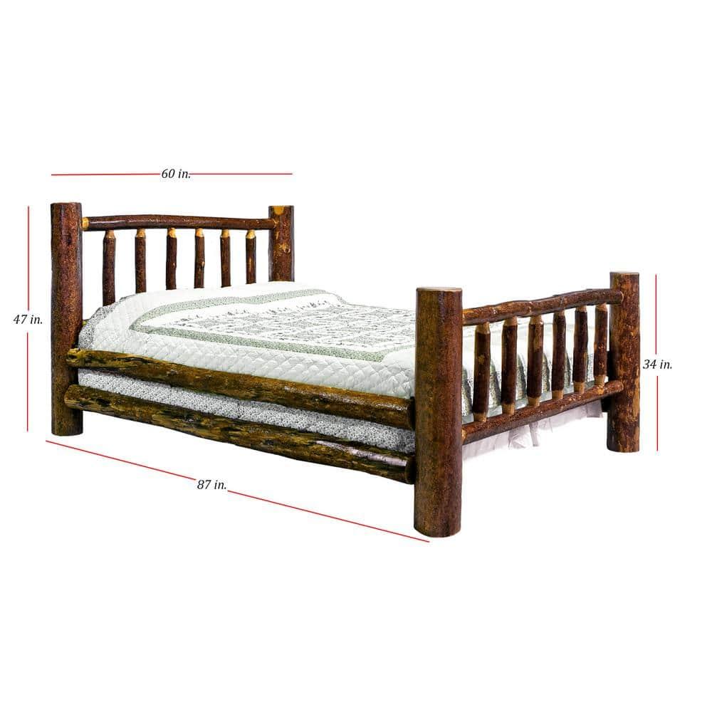HomeStock Tribal Treasures Full Log Bed - Classic Spindle Style, Lodge Pole Pine with Mortise and Tenon Joinery, Durable and Heirloom Quality, 87" L x 60" W x 47" H
